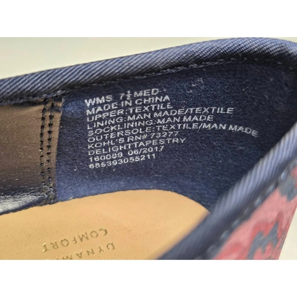 APT 9 Women's Ballets Size 7.5 M‎ Navy Red Multicolor Floral Slip On Flats Shoes